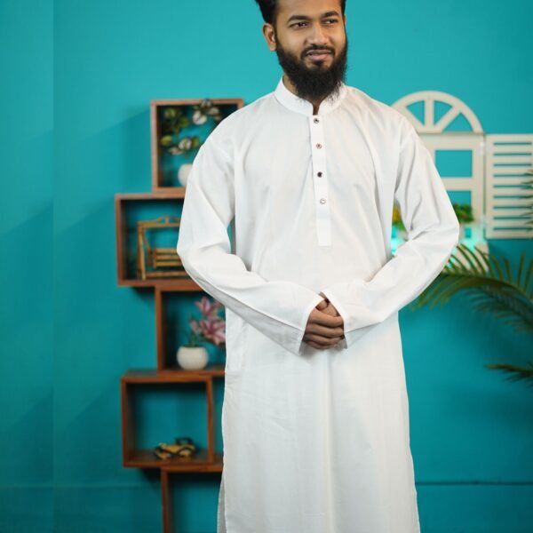 প্রিমিয়াম আদি কটন সাদা পাঞ্জাবি